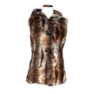 Donna Salyers  Fabulous Furs Mink Hooded Faux Fur Vest Womens XS